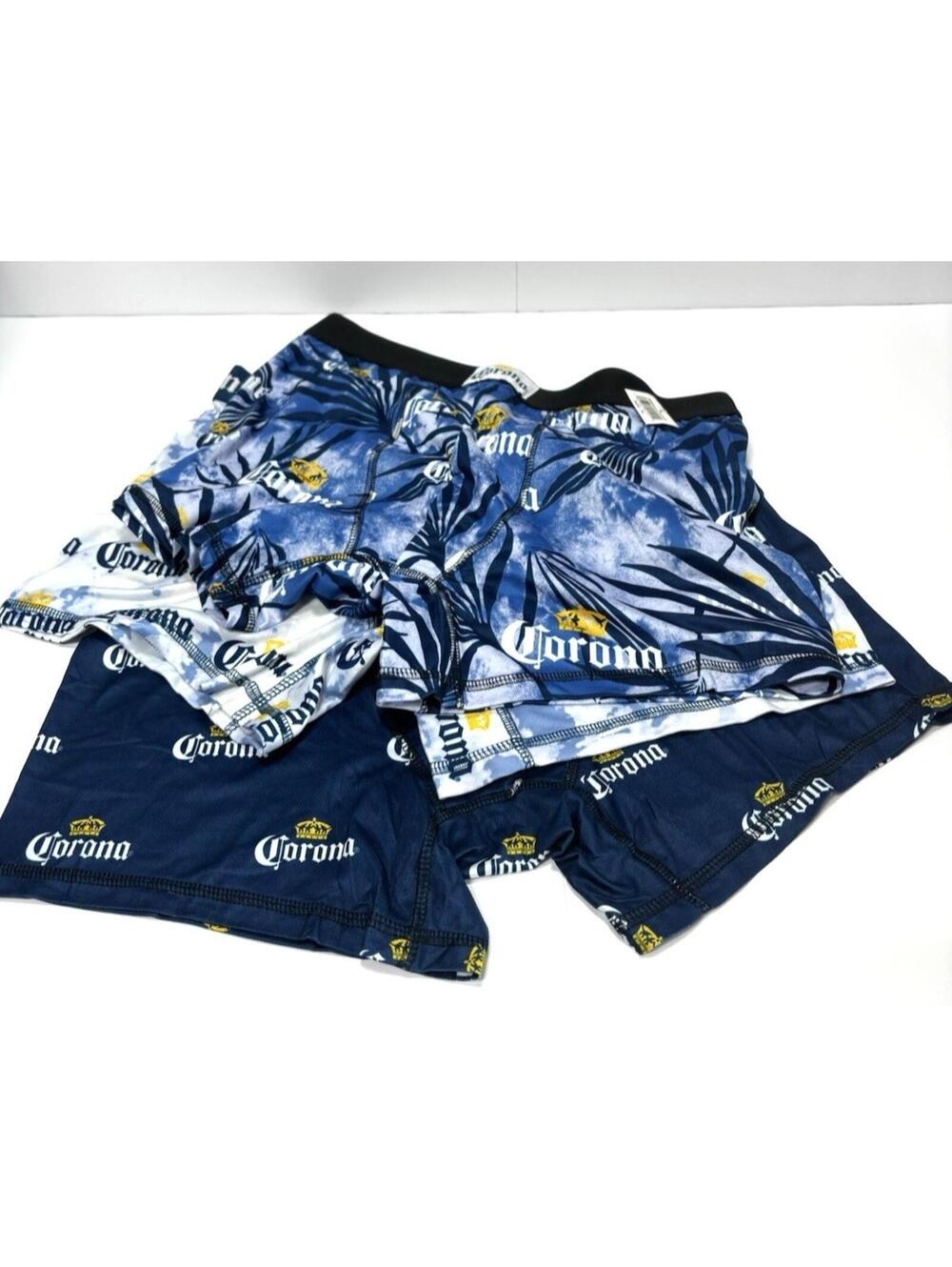 Corona Beer Men's Boxer Briefs 3Pc Set Size X-Large Blue White New Underwear NEW